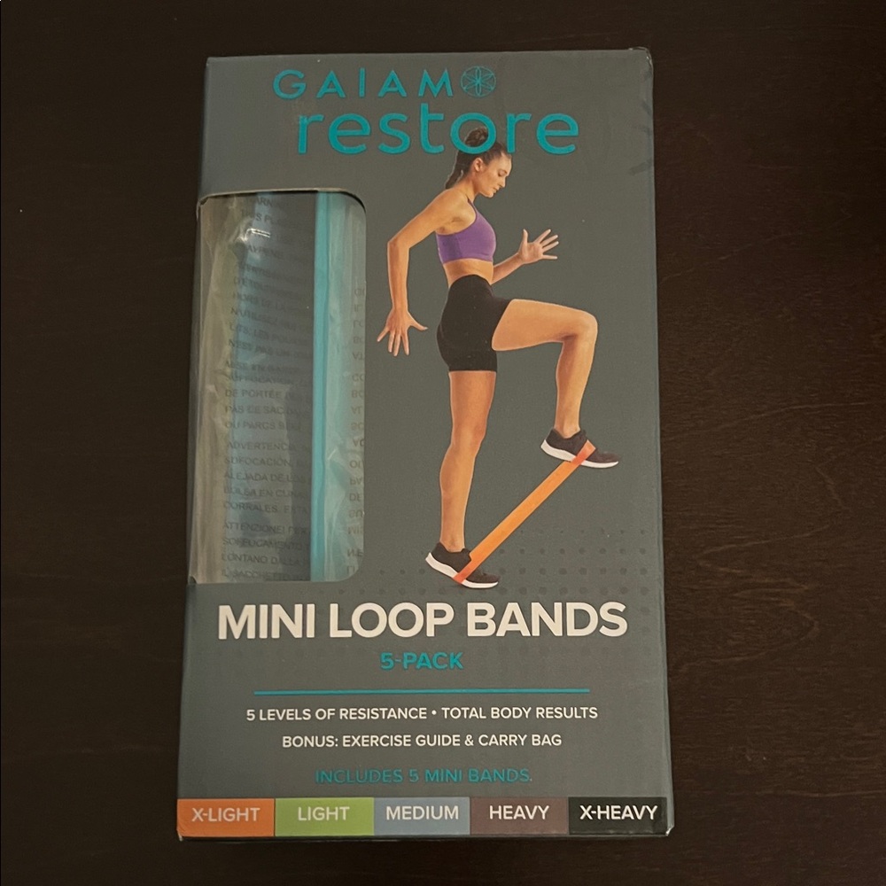 GAIAM Restore Mini Loop Bands 5-Pack with Multi-Color Resistance